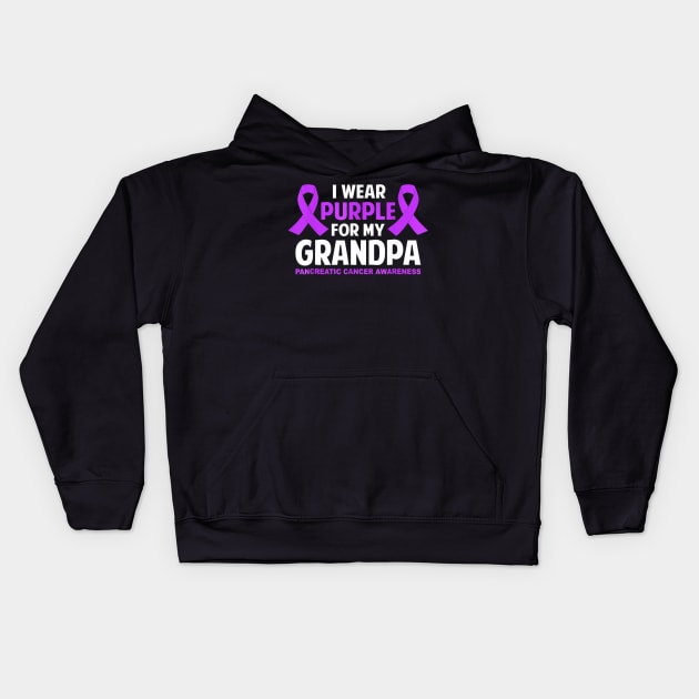 I Wear Purple For My Grandpa Pancreatic Cancer Kids Hoodie by LiFilimon